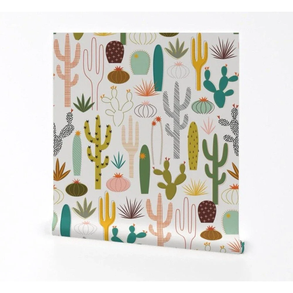 Spoonflower Cactus Desert Peel Stick Wallpaper 24x108 Sealed New Botanical
